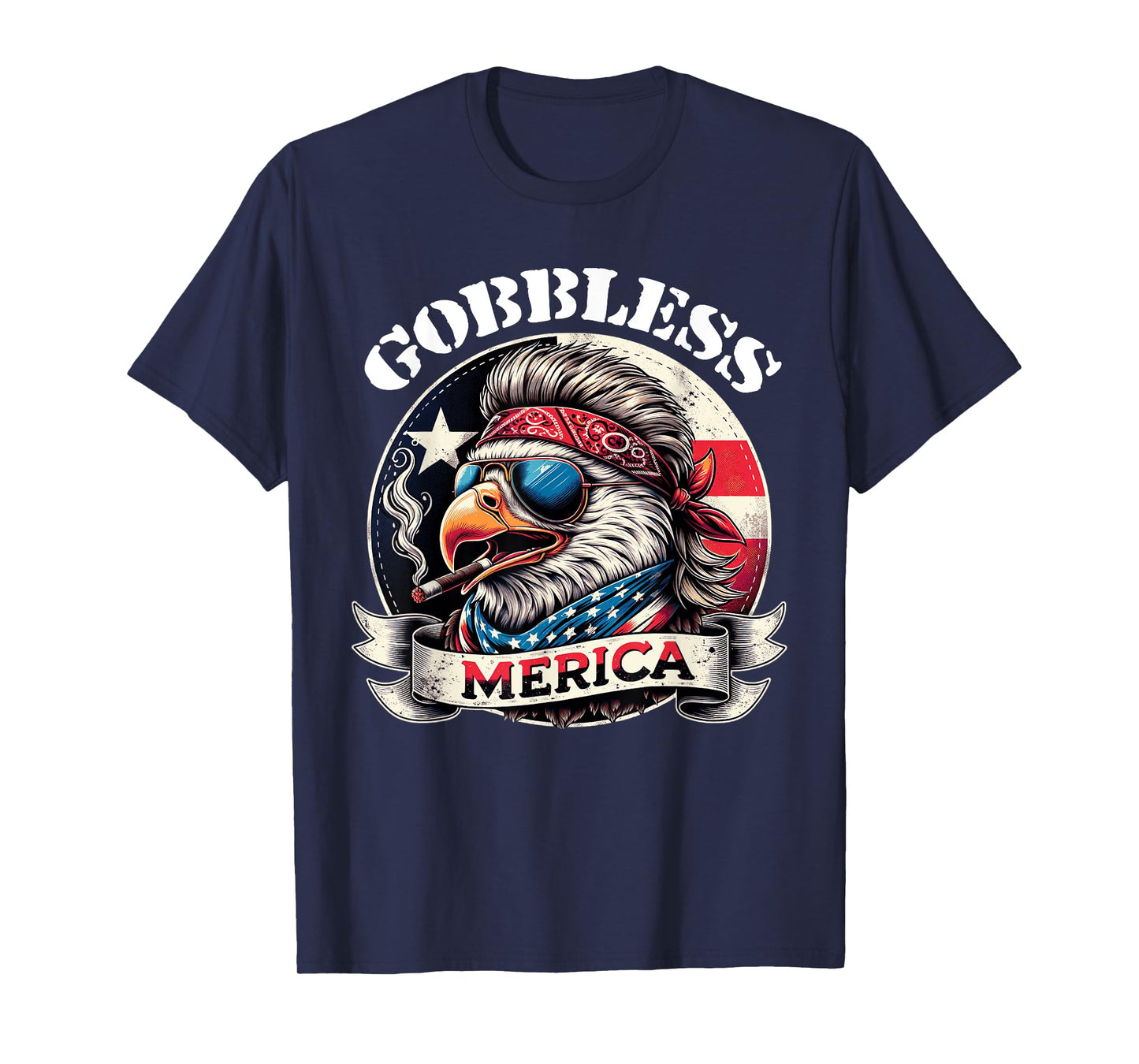 GOBBLESS Merica Patriotic Eagle Mullet American Hoss flag Women Men T-Shirt