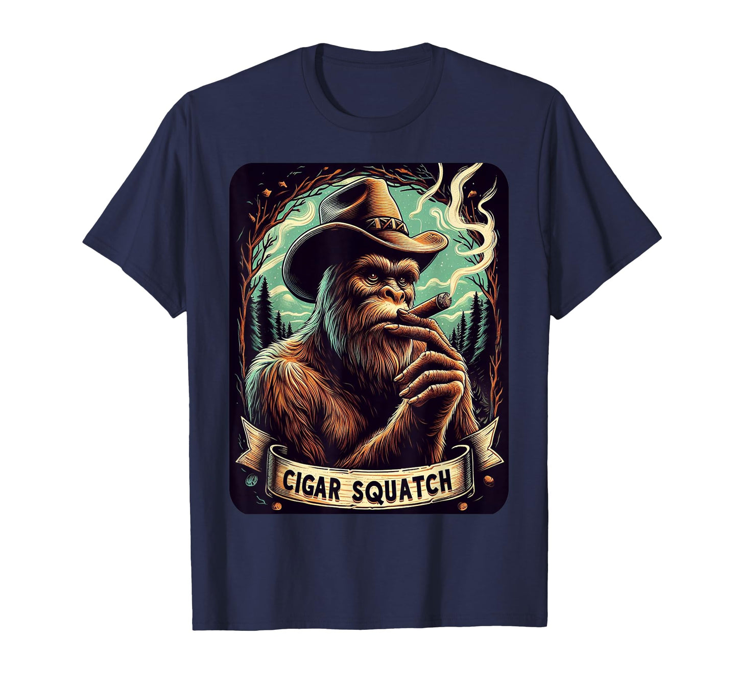 Cigar Smoking Bigfoot Sasquatch Cigar Squatch T-Shirt