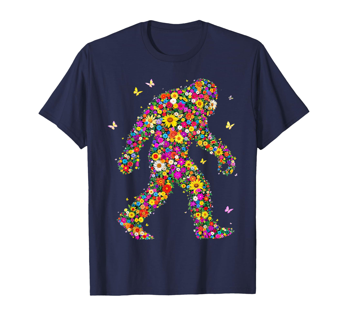 Bigfoot with Flowers - Retro Floral Sasquatch Believers T-Shirt