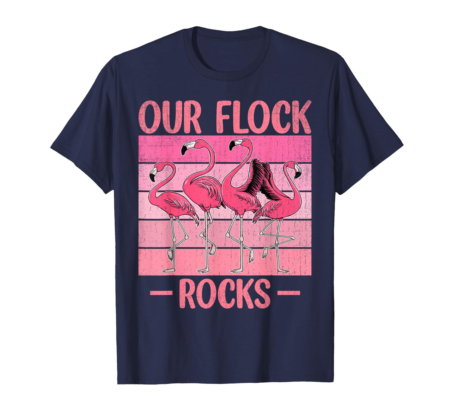Our Flock Rocks Flamingos Lover Family Vacation Group T-Shirt
