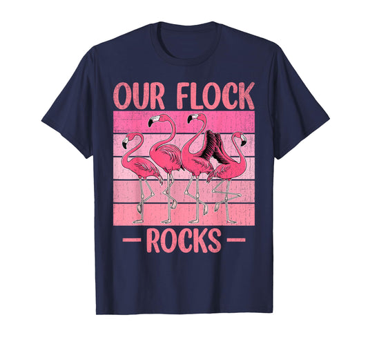 Our Flock Rocks Flamingos Lover Family Vacation Group T-Shirt