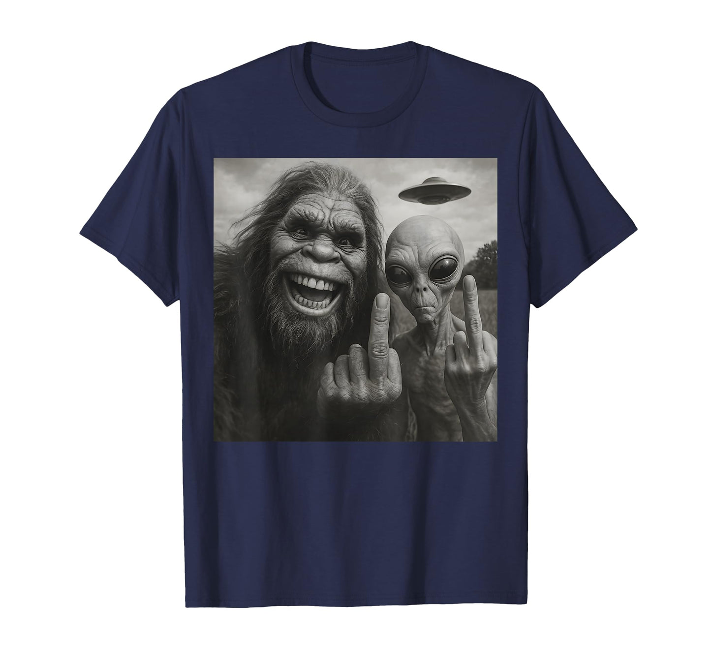 Bigfoot Alien Middle Finger T-Shirt