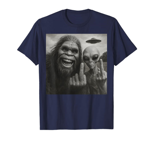 Bigfoot Alien Middle Finger T-Shirt