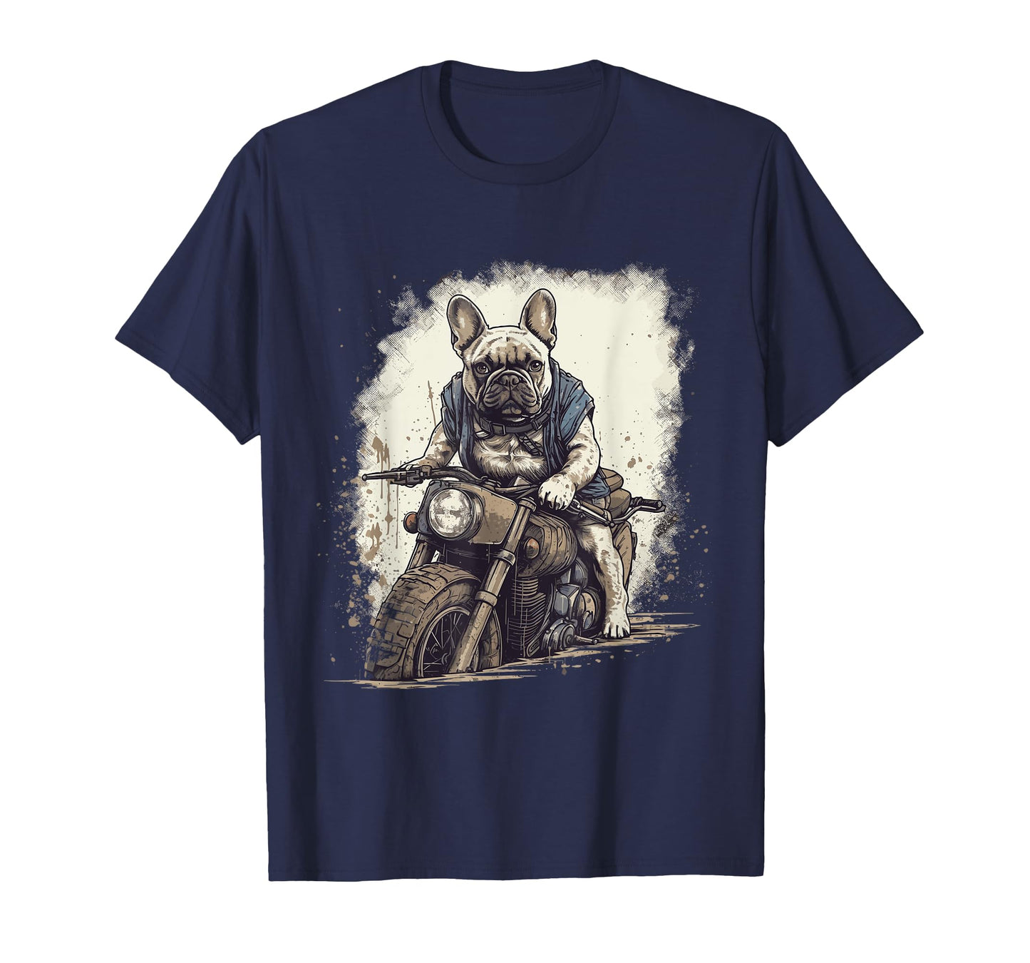 Funny Vintage French Bulldog Biker French Bulldog Motorcycle T-Shirt for Men Women