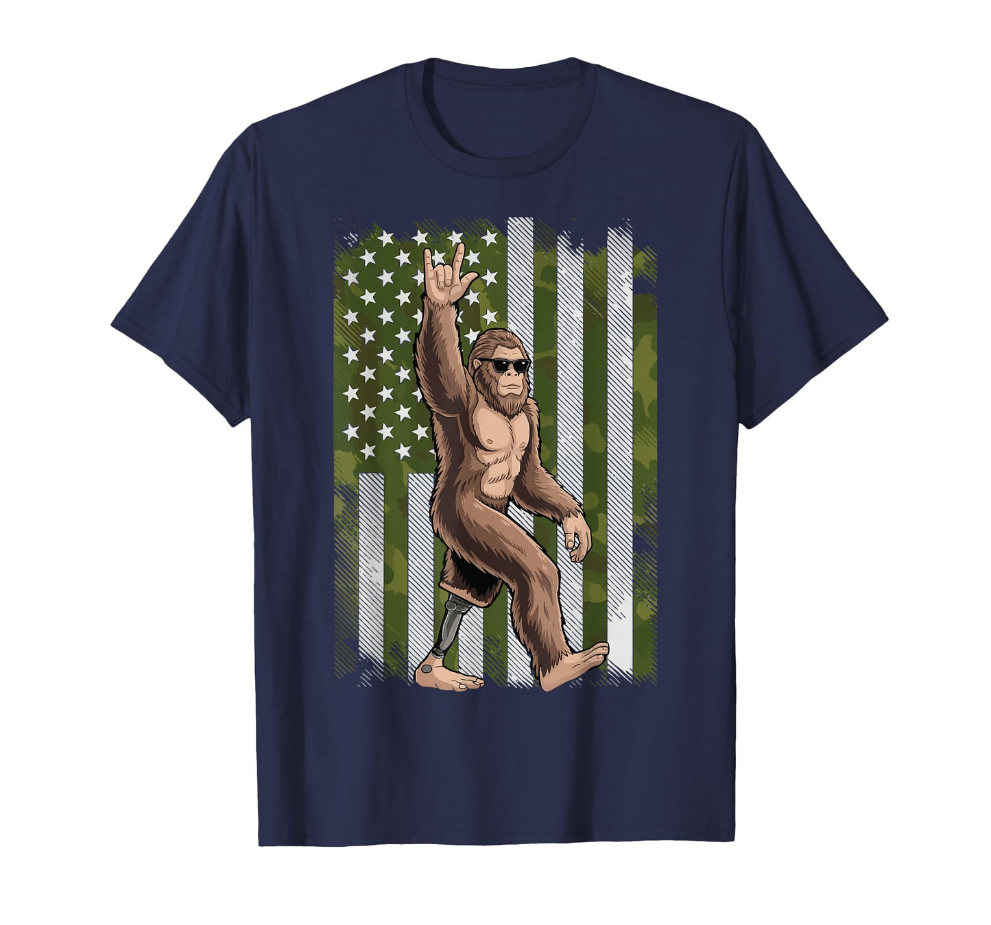 Bigfoot Amputee US Flag Limb Loss T-Shirt