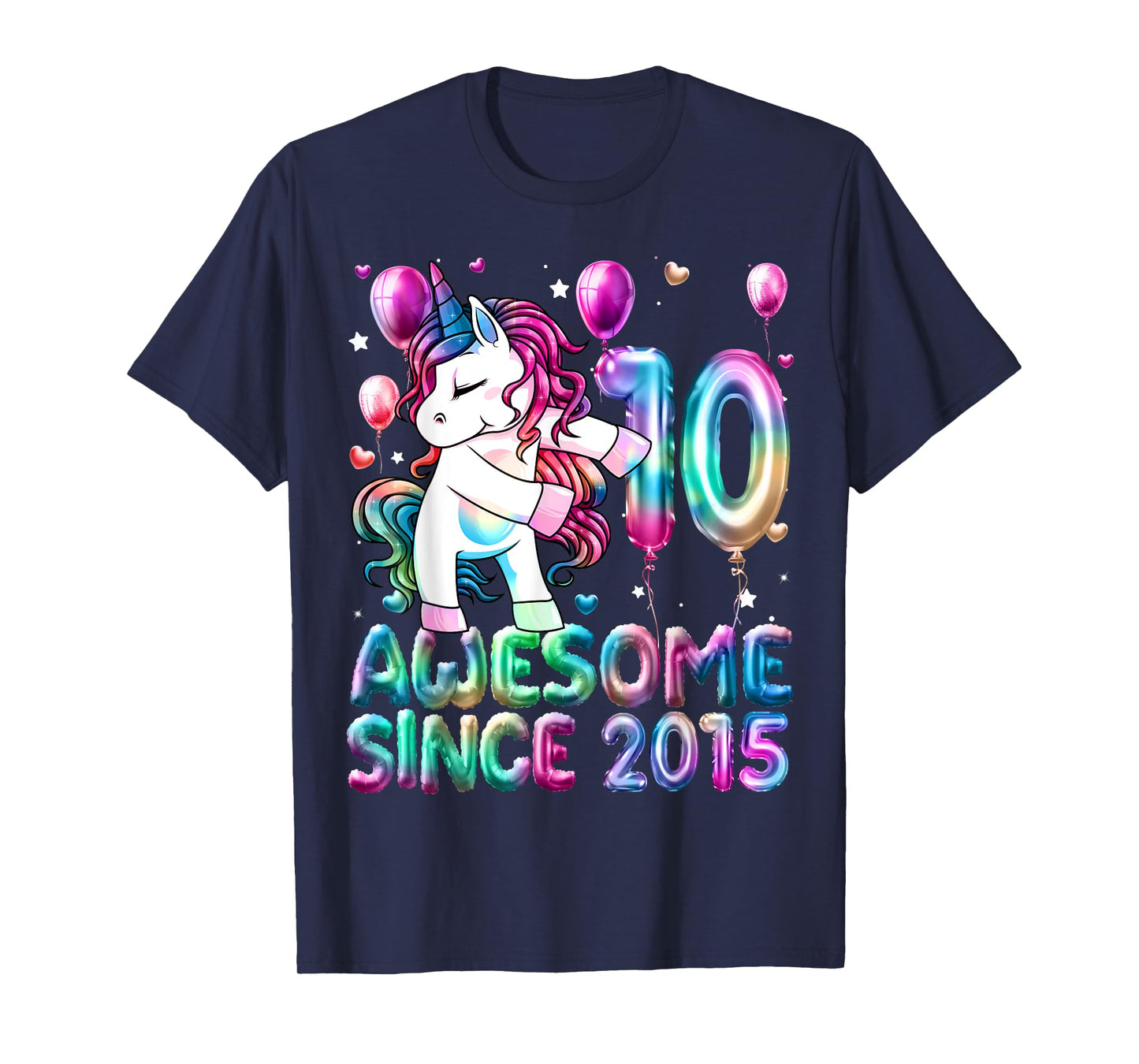 Flossing Unicorn 10 Year Old 10th Birthday Girl Unicorn T-Shirt