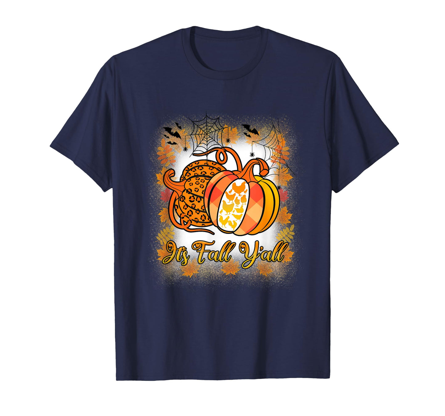It’s Fall Y’all Pumpkin Leopard Print Chicken Halloween T-Shirt
