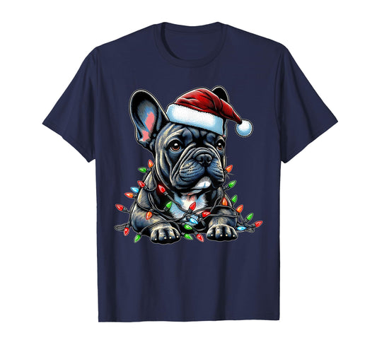 French Bulldog Frenchie Christmas Hat Xmas Men Women Kids T-Shirt