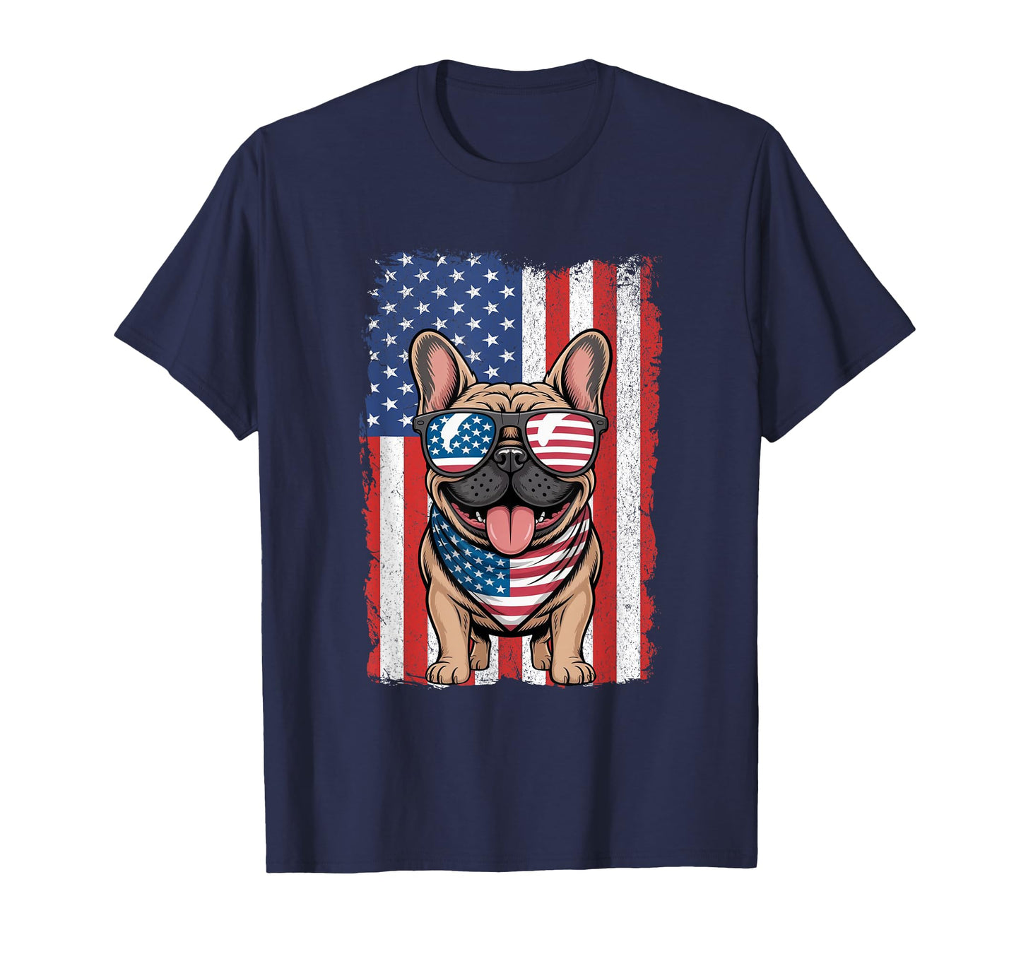 French Bulldog 4th of July Dog Patriotic USA Flag Frenchie T-Shirt for Men Women Kids