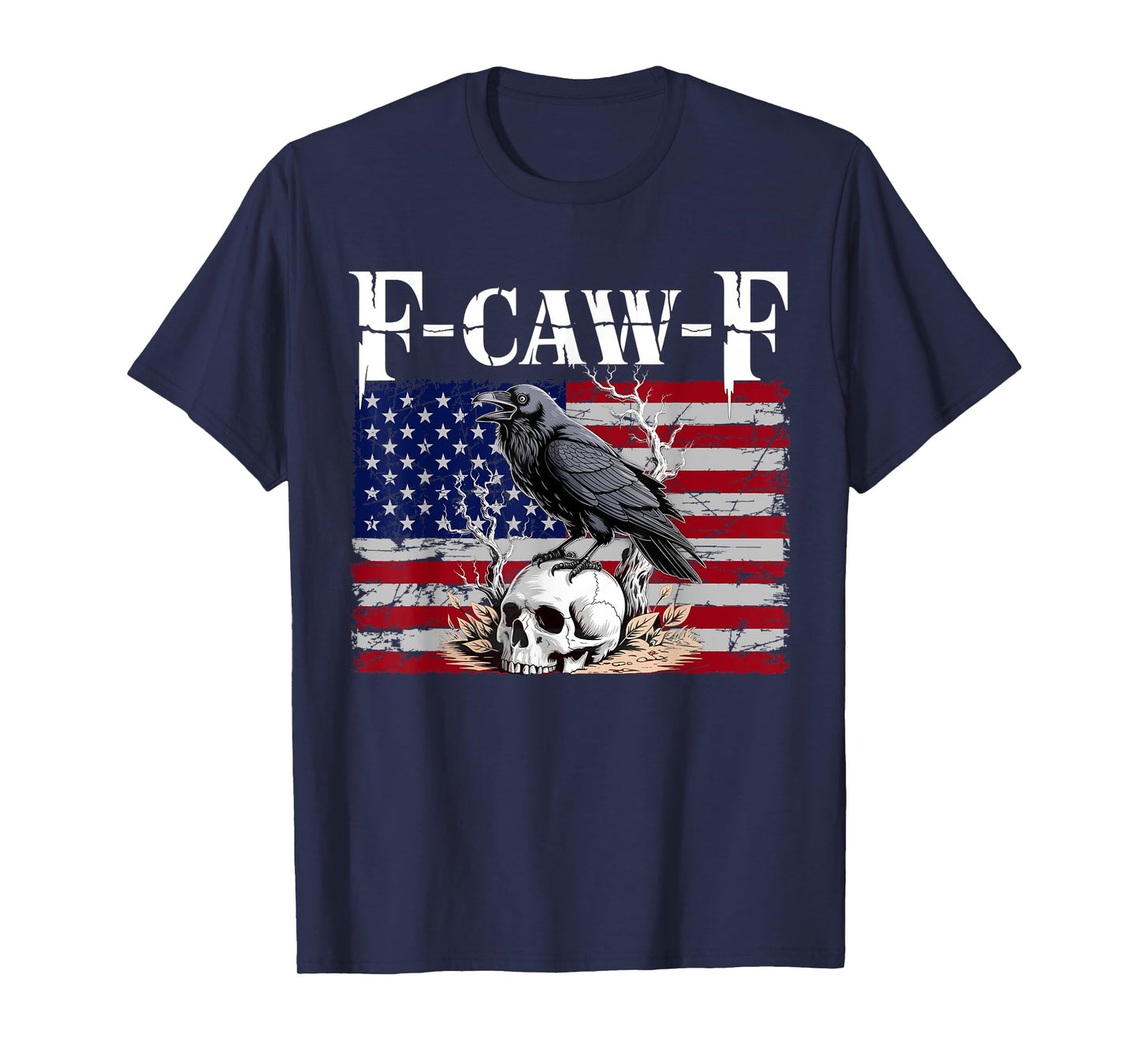 F-Caw-F Black Crow Black Bird Retro USA Flag Vintage F-Caw-F T-Shirt