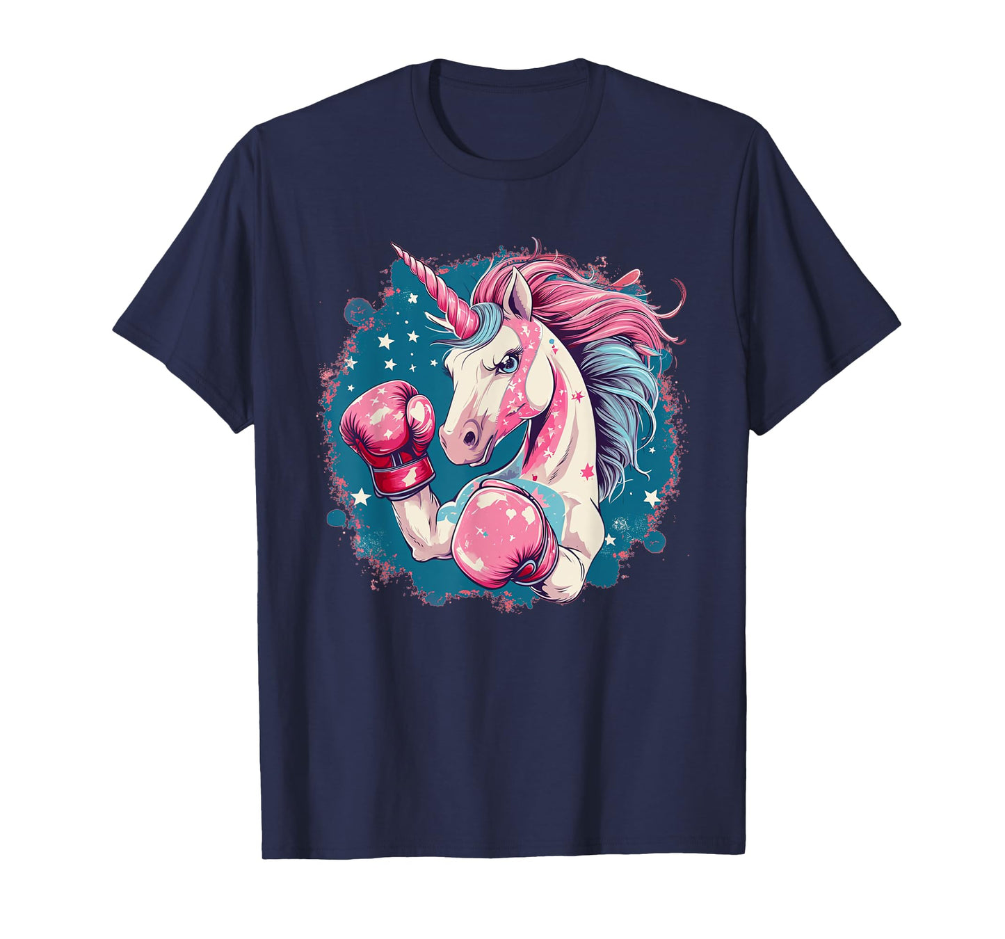 Funny pink Unicorn with boxing gloves T-Shirt