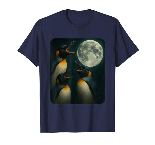 Three Penguin Moon | Funny 3 Wolfs Meme Nerdy T-Shirt