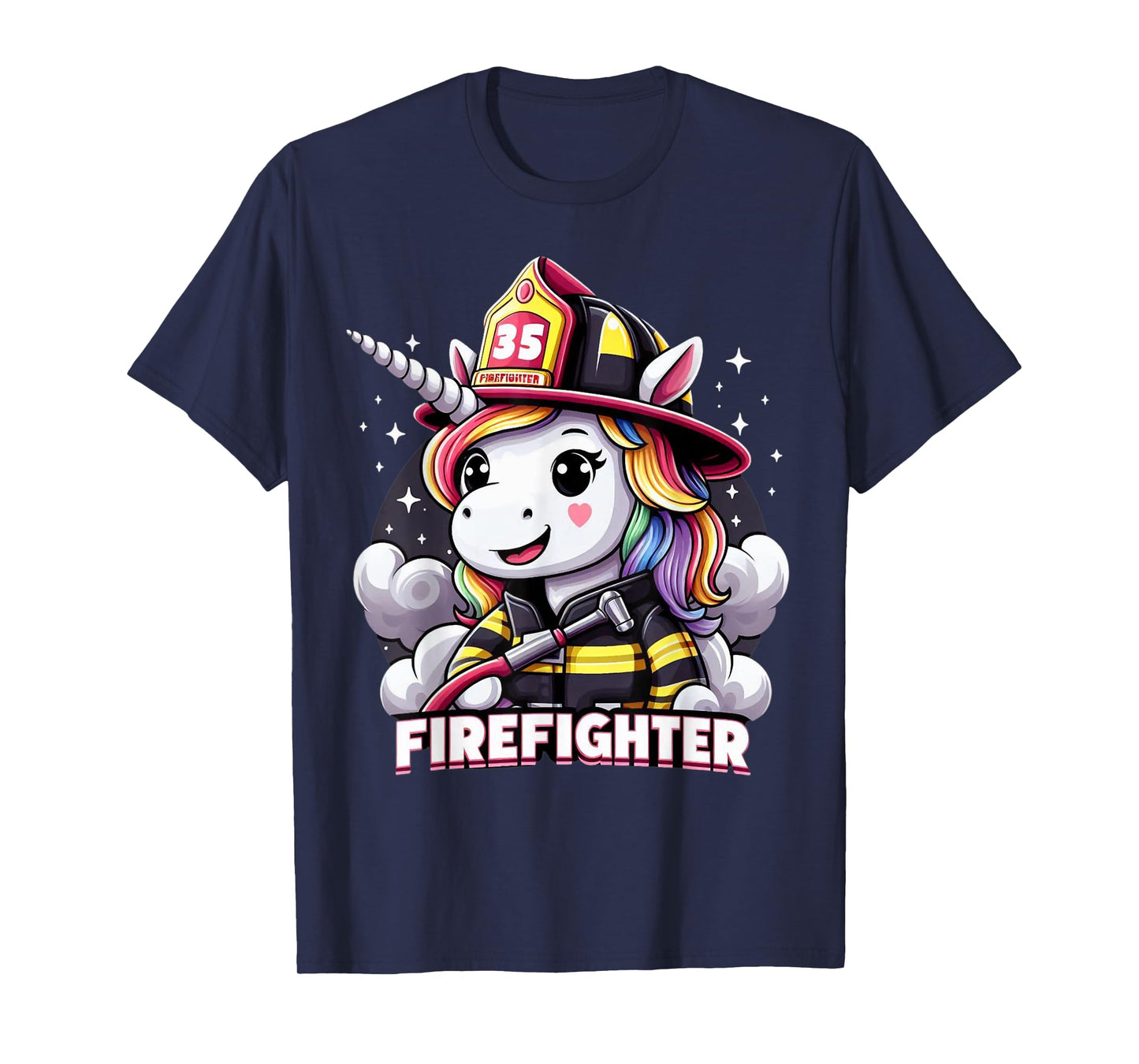 Firefighter Unicorn Kids Girls Women Rainbow Firefighting T-Shirt