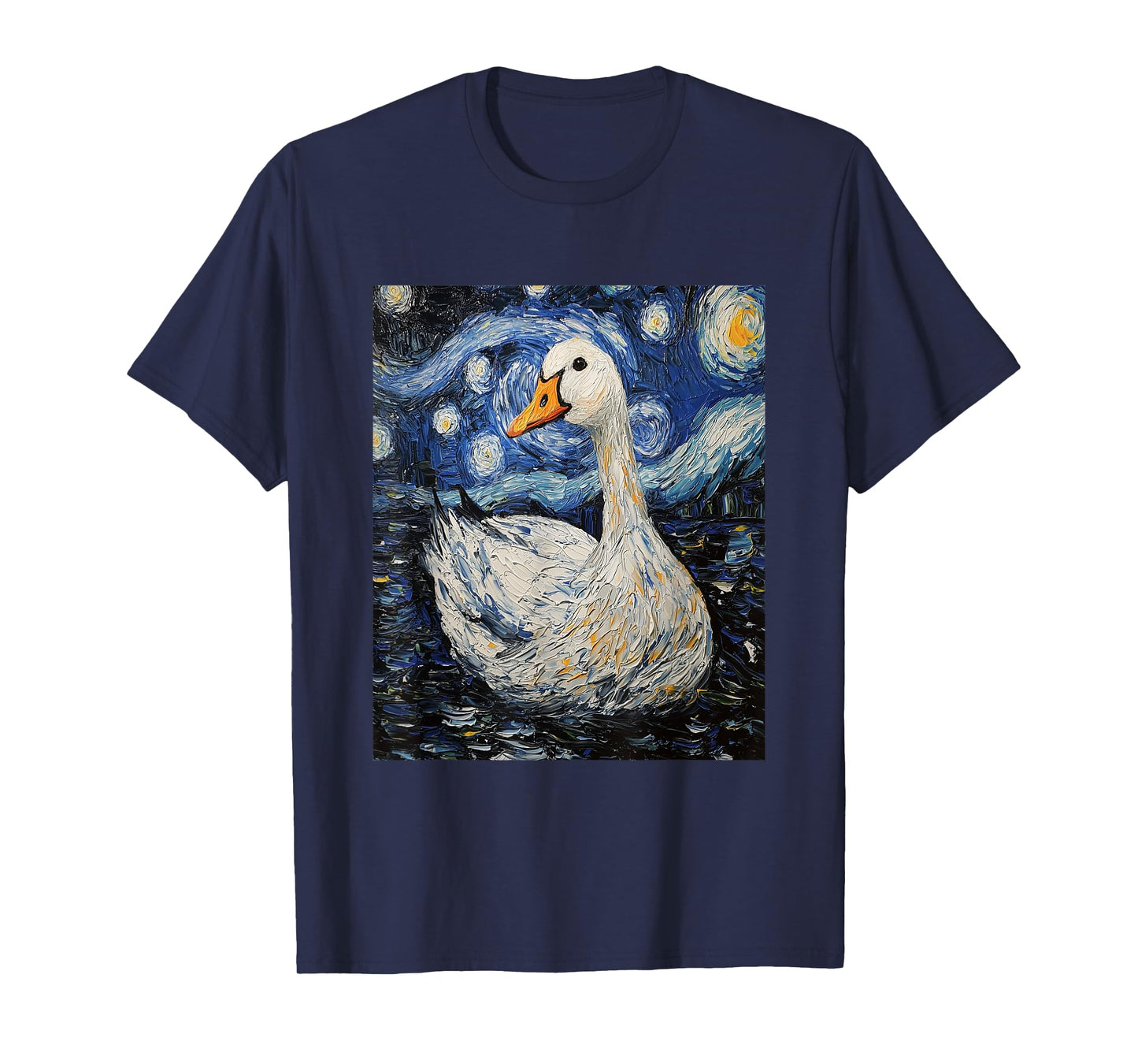 Funny Goose Duck - Van Gogh Style - Starry Night T-Shirt