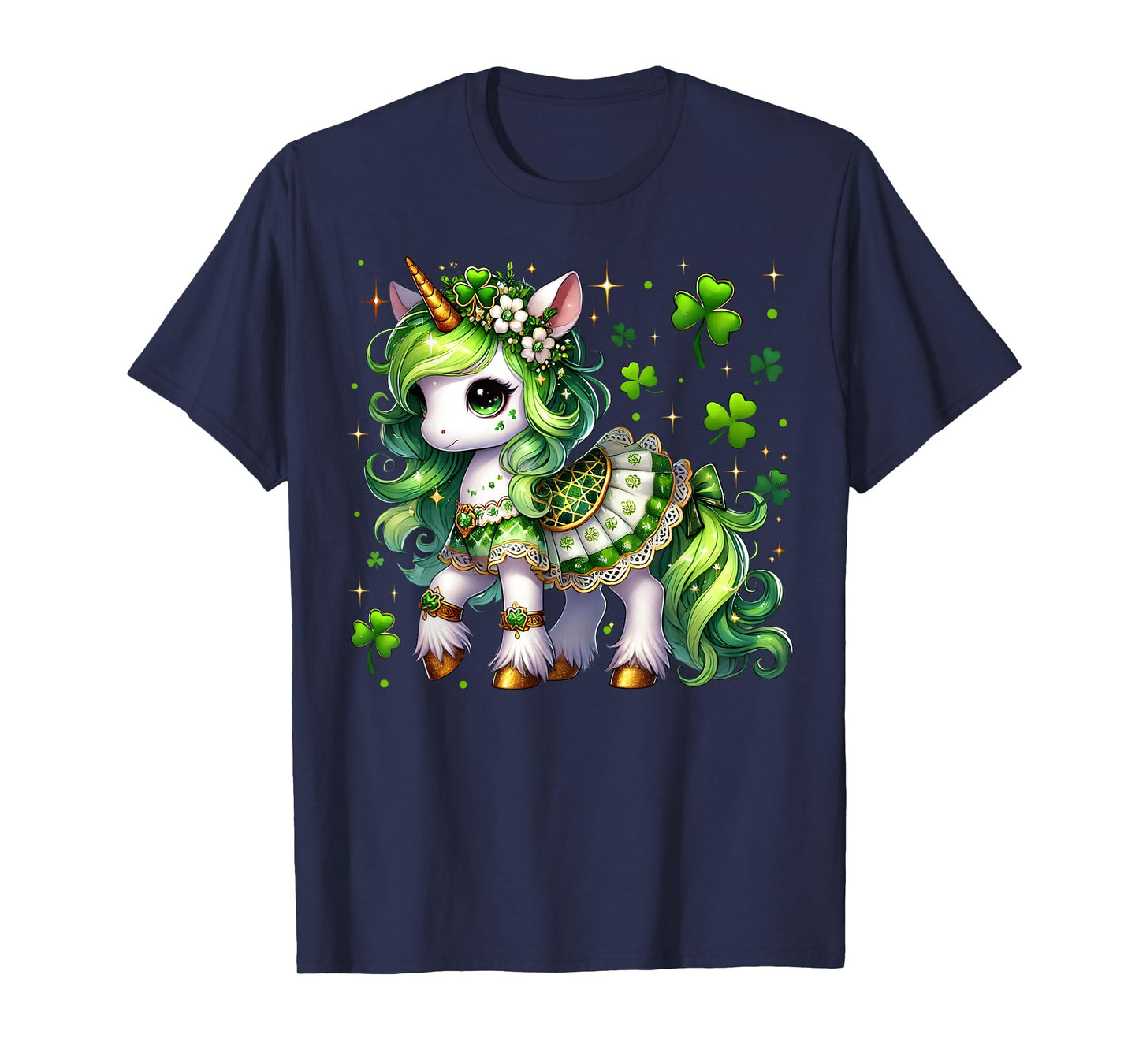 Cute Unicorn Shamrock St Patricks Day Girls Kids Lepricorn T-Shirt