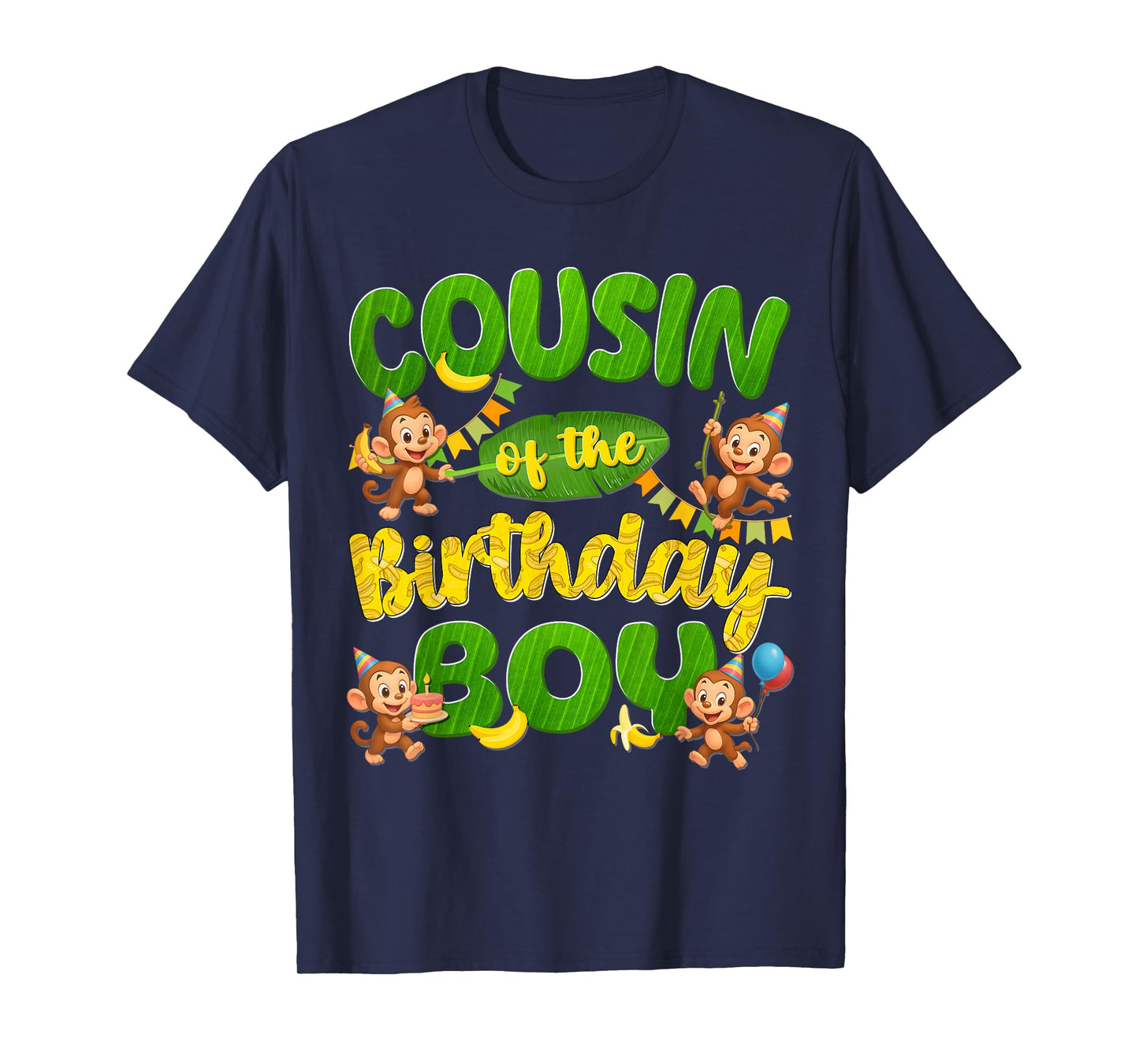Cousin Of The Birthday Boy Monkey Family Matching Party T-Shirt