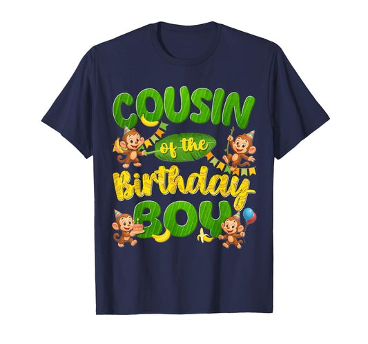 Cousin Of The Birthday Boy Monkey Family Matching Party T-Shirt