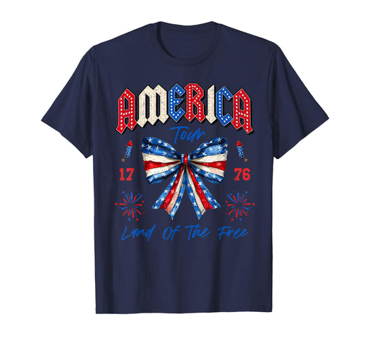 America Tour 1776 Coquette Bow Freedom Patriotic 4th Of July T-Shirt