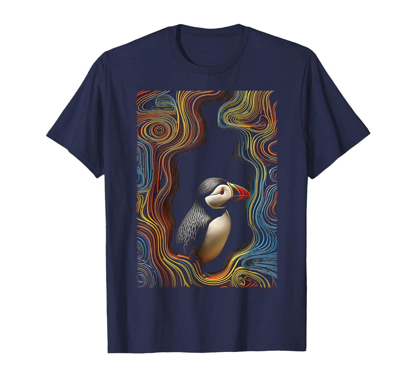 Puffin Geometric Art Bird Animal Colorful Graphic Puffin T-Shirt
