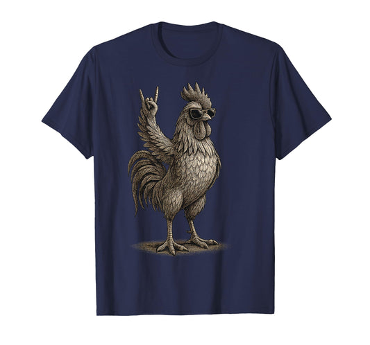Retro Rooster Rock Music Funny Gifts Men Women Boy Girl Kid T-Shirt