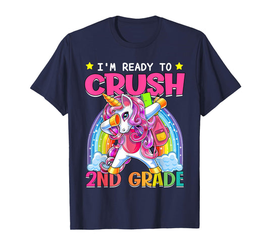 Back To School Unicorn I'm Ready To Crush 2nd Grade Girls T-Shirt
