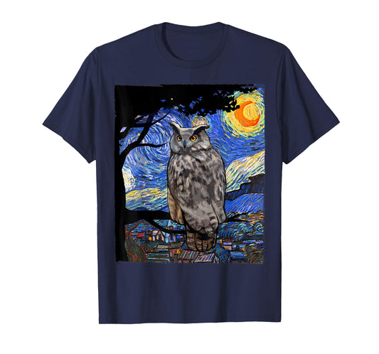 Owl Lover, Bird Lover Art, Owl Starry Night, Owl T-Shirt
