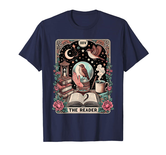 The Reader Tarot Card Shirt Funny Bird Book Lover Bookworm T-Shirt