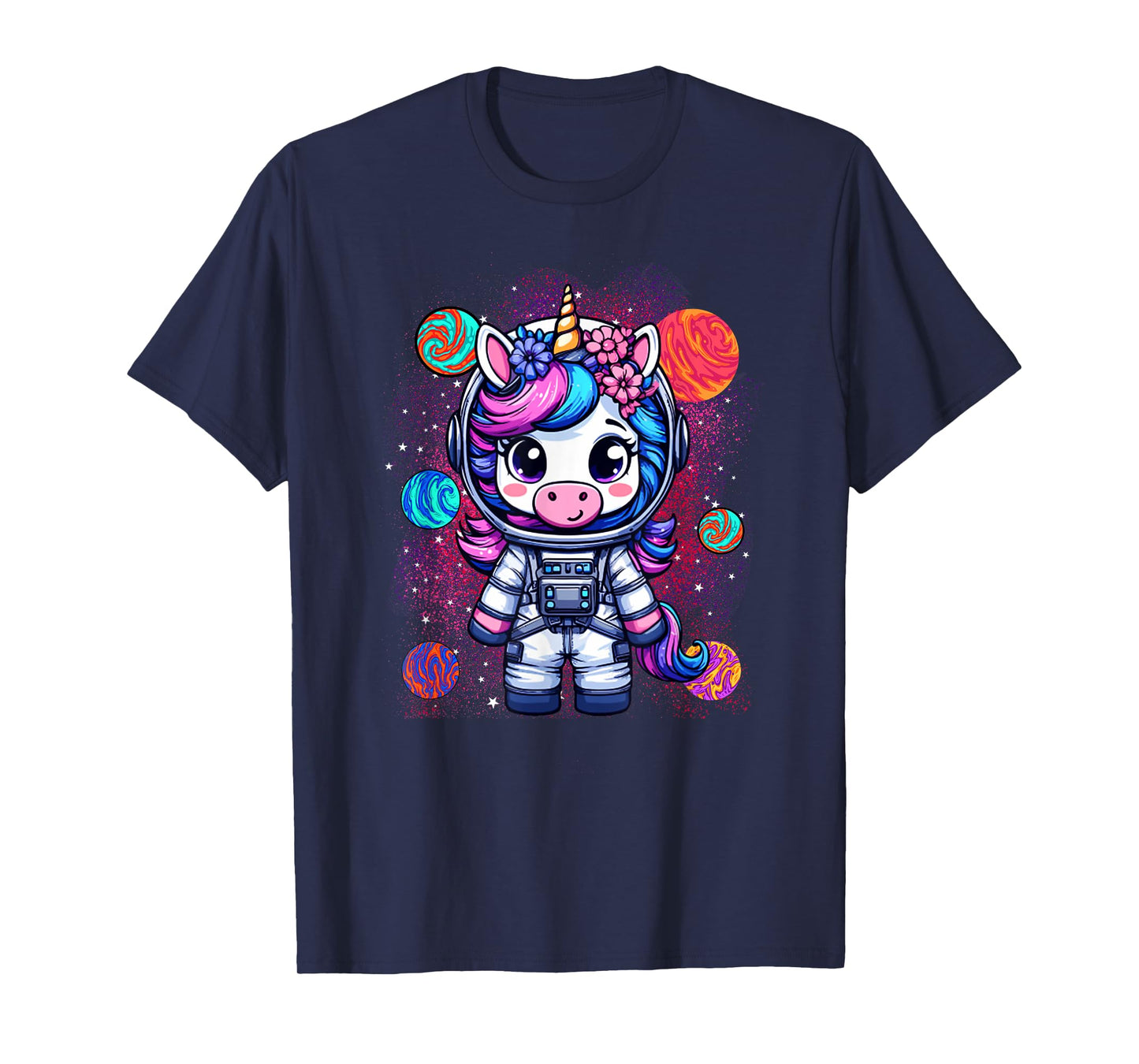 Unicorn Astronaut Cute Space Suit Galaxy Planet Womens Girls T-Shirt