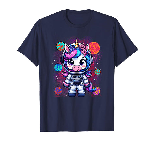 Unicorn Astronaut Cute Space Suit Galaxy Planet Womens Girls T-Shirt