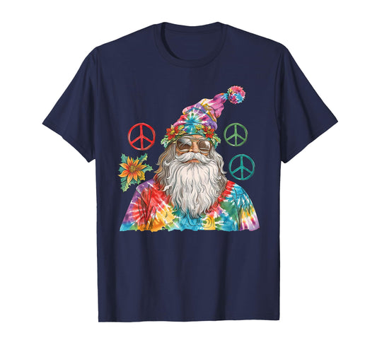 Gypsy Santa Claus Hippie Tie Dye Groovy Christmas T-Shirt