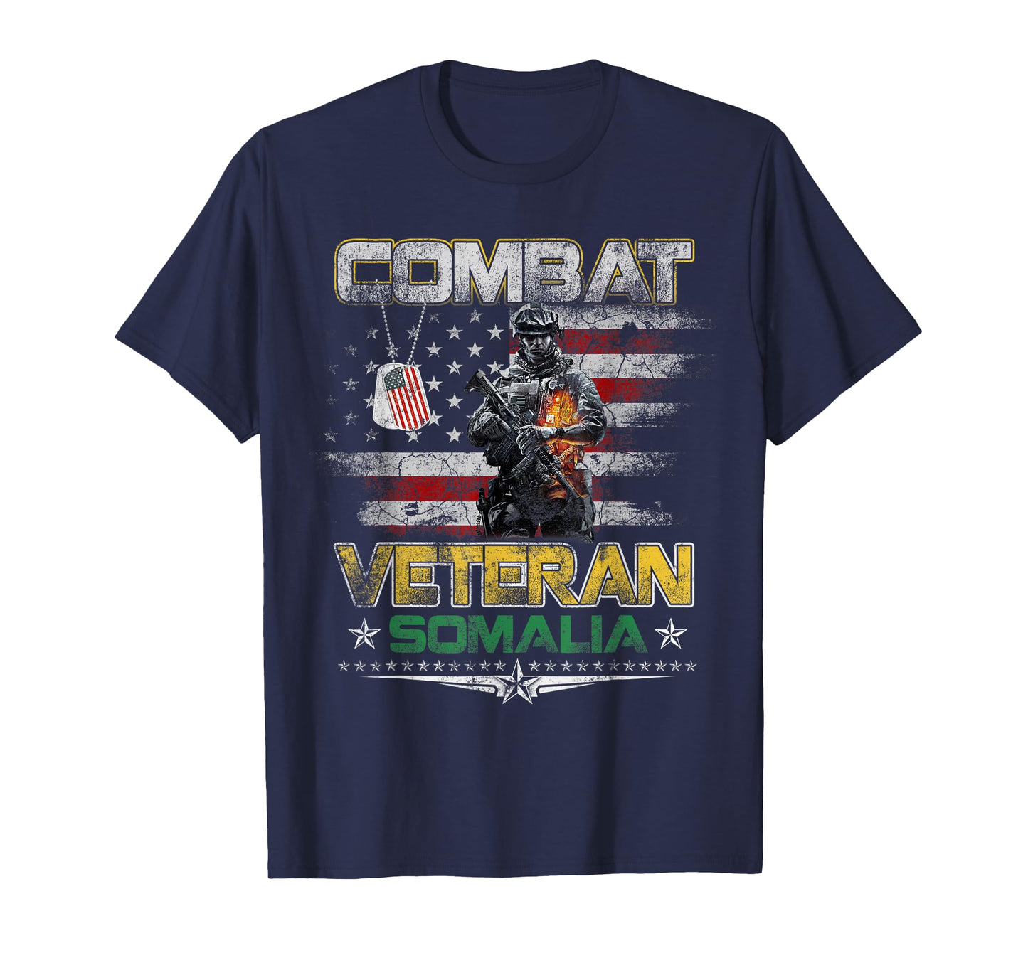 Combat Veteran Somalia Military Vintage Flag Veterans Day T-Shirt