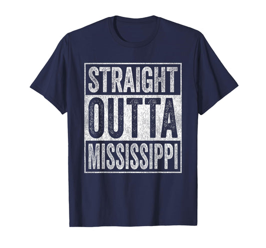 Distressed Mississippi Outfit MS Straight Outta Mississippi T-Shirt
