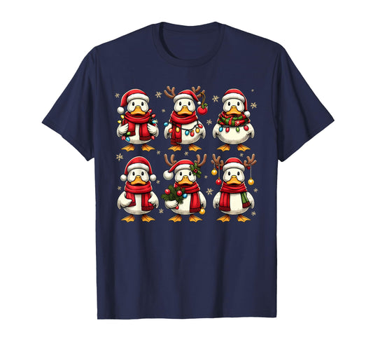 Cute Duck Santa Christmas Lights Funny Xmas Animal Lover T-Shirt