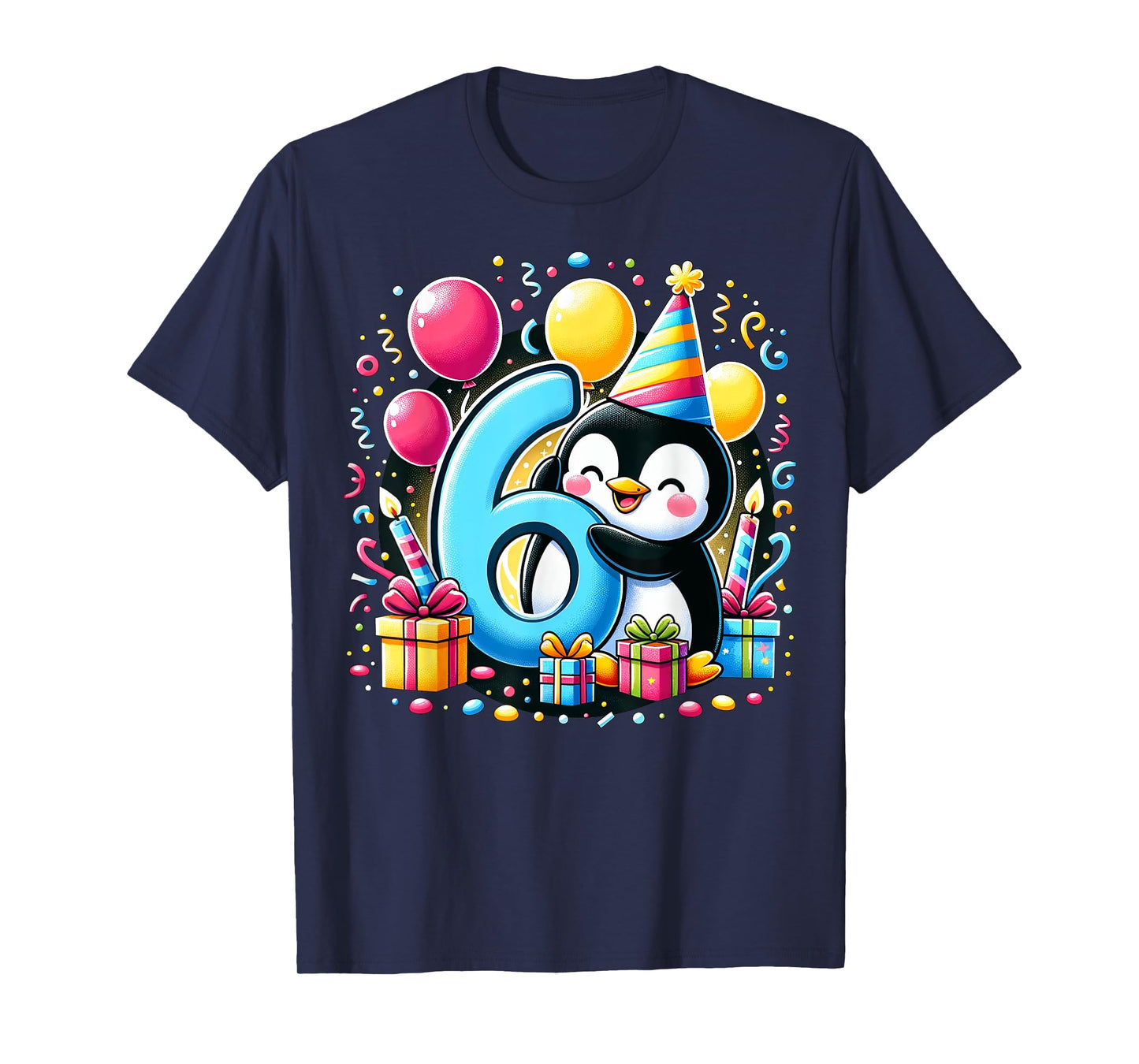 Kids Penguin Theme sixth Bday Party 6th Penguin Birthday T-Shirt