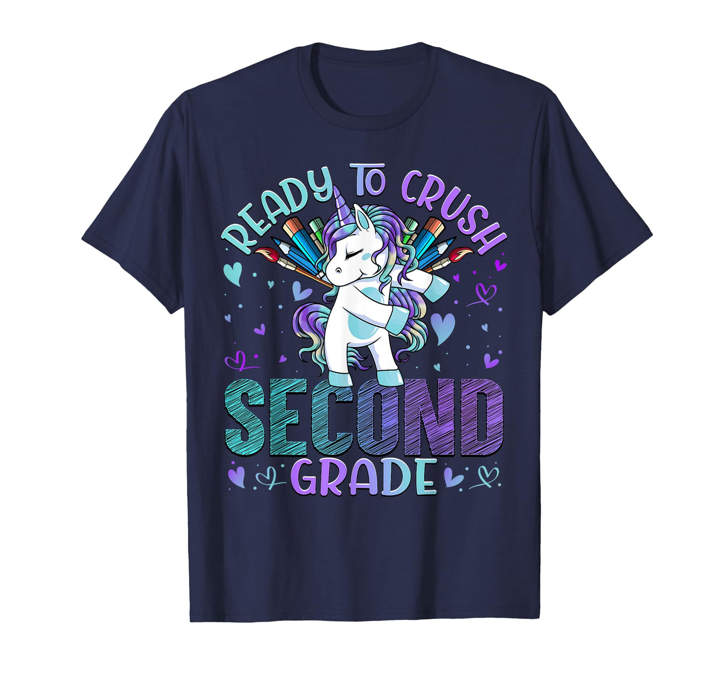 Ready to Crush Second 2nd Grade Back To School Unicorn Kids T-Shirt