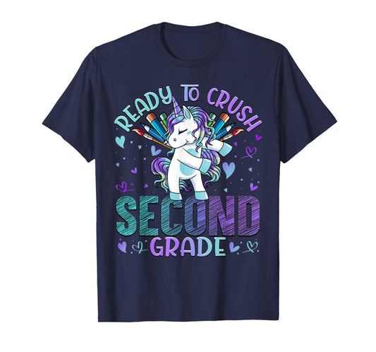 Ready to Crush Second 2nd Grade Back To School Unicorn Kids T-Shirt