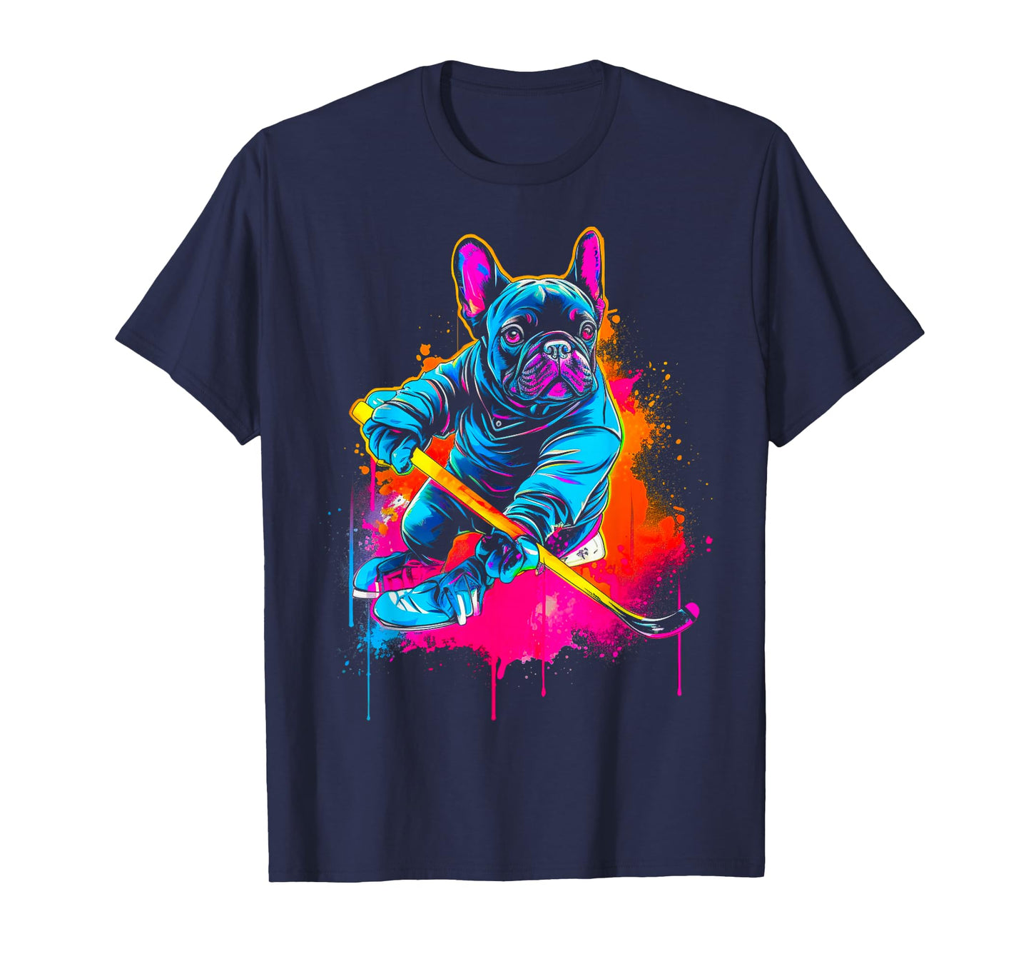 Pop Art French Bull Dog Hockey T-Shirt