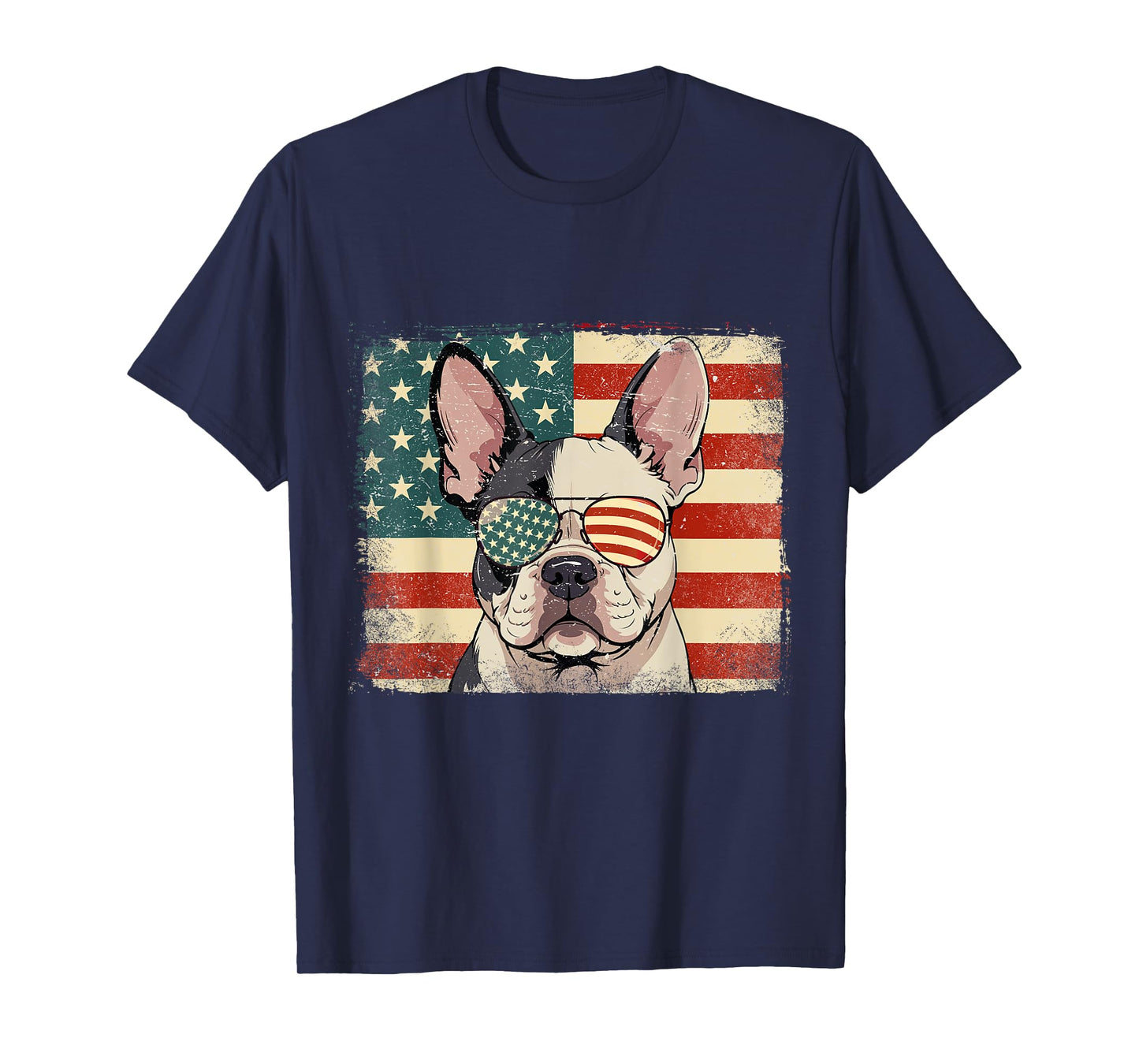 Patriotic French Bulldog Dog Lover USA Flag 4th Of July T-Shirt