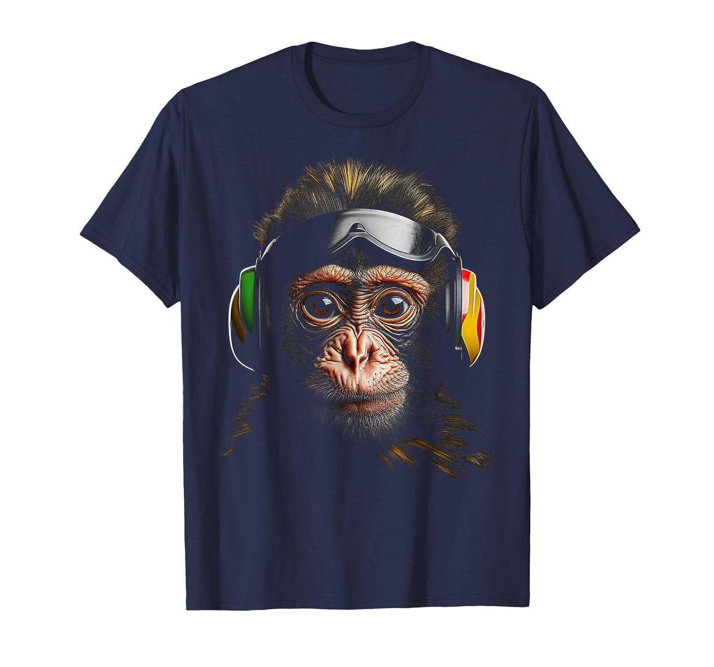 Monkey Headphone Animal Sunglass Art Monkey T-Shirt
