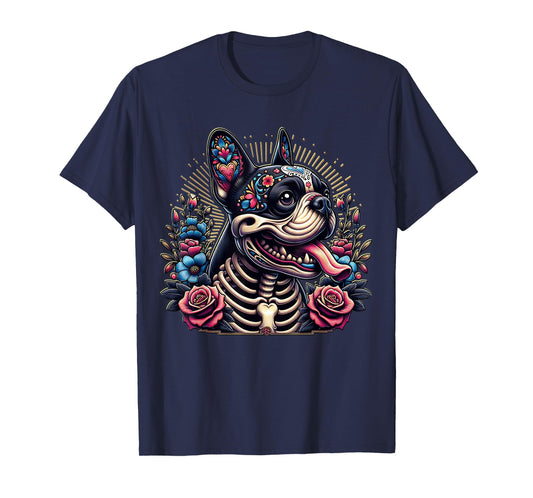 French Bulldog Dia De Los Muertos French Bulldog Skeleton T-Shirt