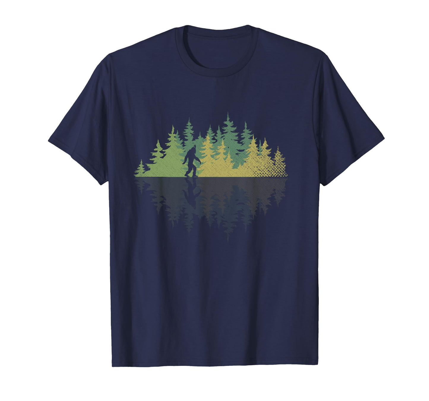 Sasquatch Yeti Reflection Forest Trees Conspiracy Bigfoot Long Sleeve T-Shirt
