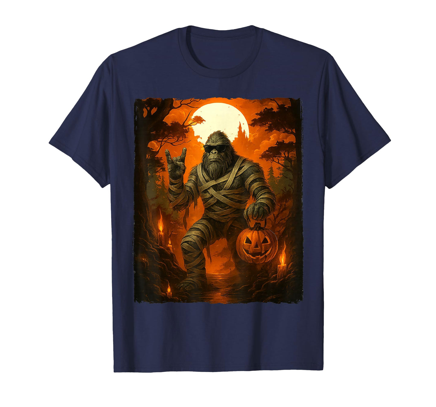 Funny Jack O lantern Mummy Bigfoot Halloween Costumes Mens T-Shirt