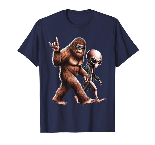 Bigfoot Sasquatch Rock And Roll Dads Funny BigFoot Aliens T-Shirt