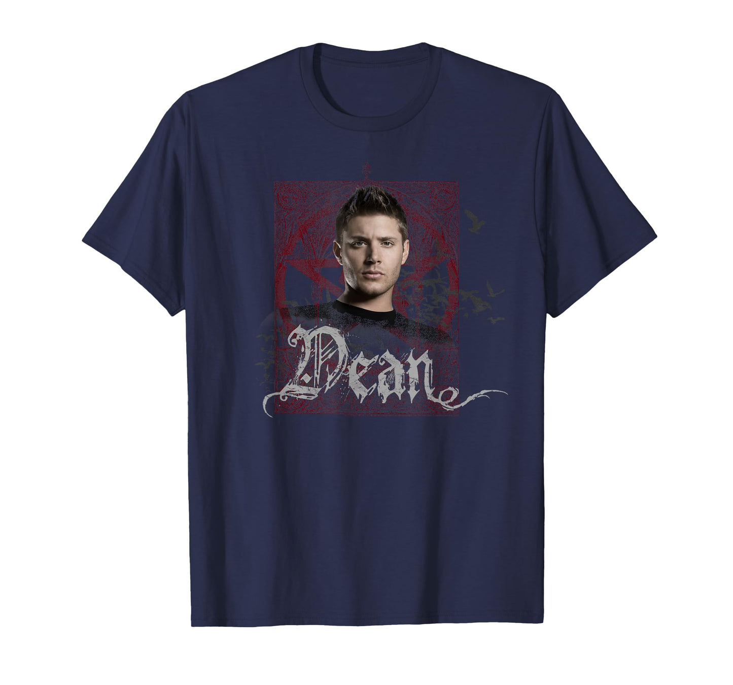 Supernatural Dean Winchester Goth Pentagram & Birds TV Show T-Shirt