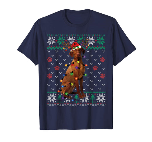 Vizsla Christmas Santa Ugly Sweater Dog Lover Xmas T-Shirt
