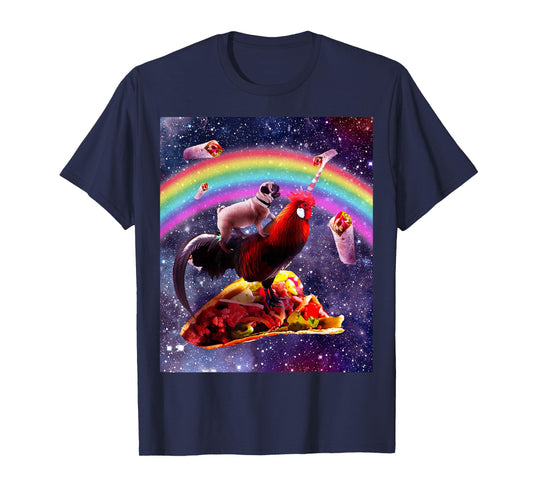 Space Pug Riding Chicken Unicorn - Taco & Burrito T-Shirt