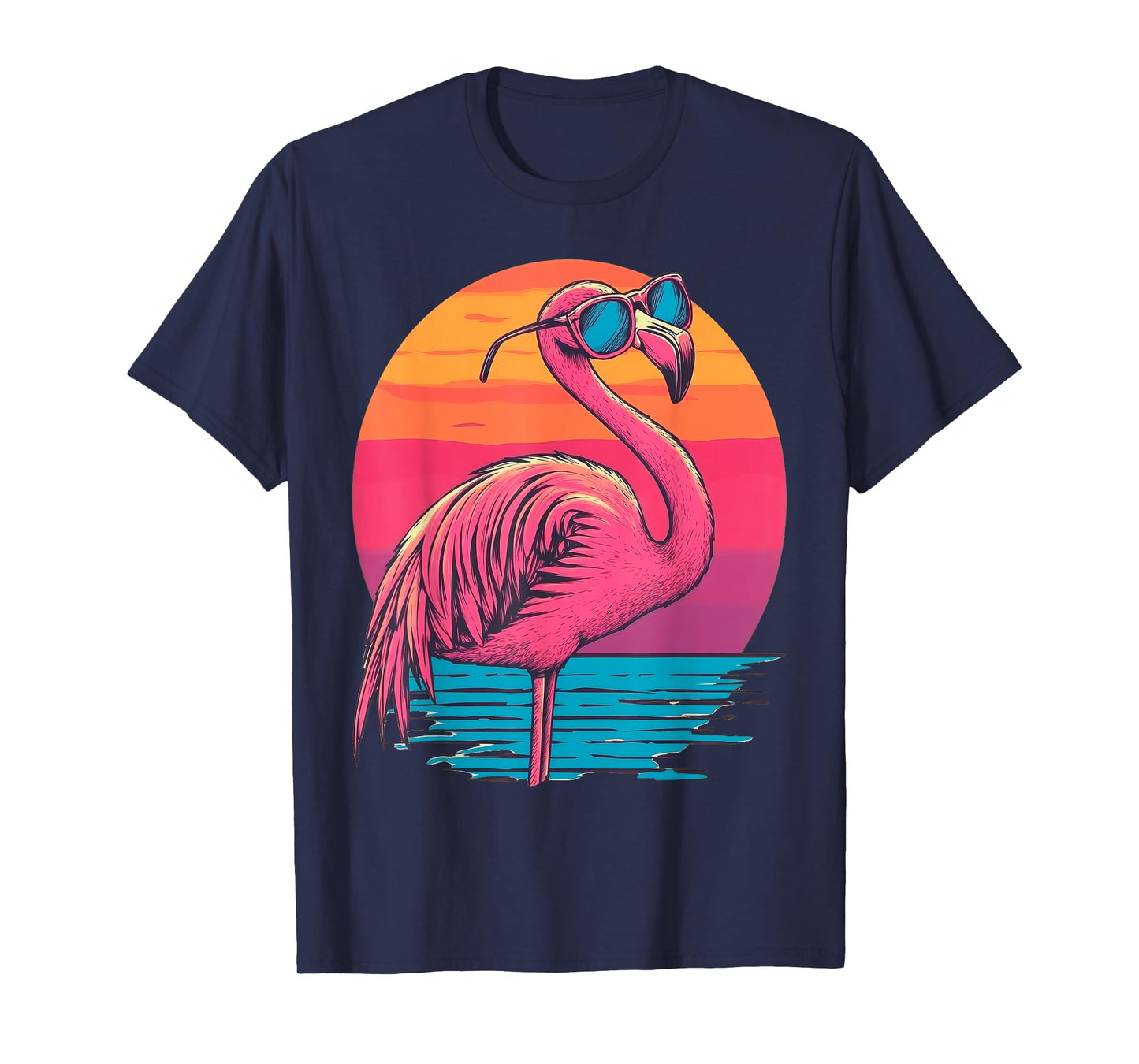 Retro Flamingo Sunglasses Sunset Style Vintage T-Shirt