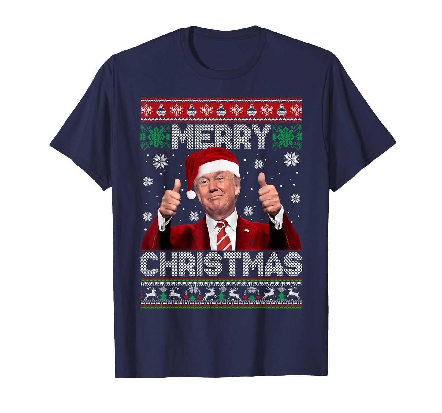 Merry Christmas Donald Trump Santa Family Xmas Ugly Sweater T-Shirt