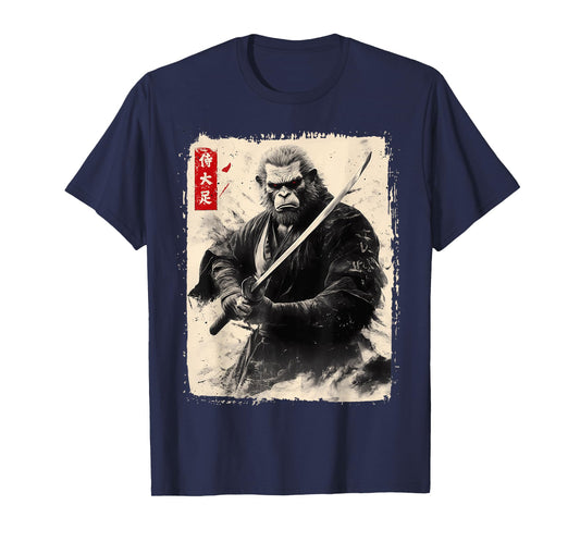 Japanese Art Samurai Bigfoot Vintage Sasquatch Retro Ninja T-Shirt