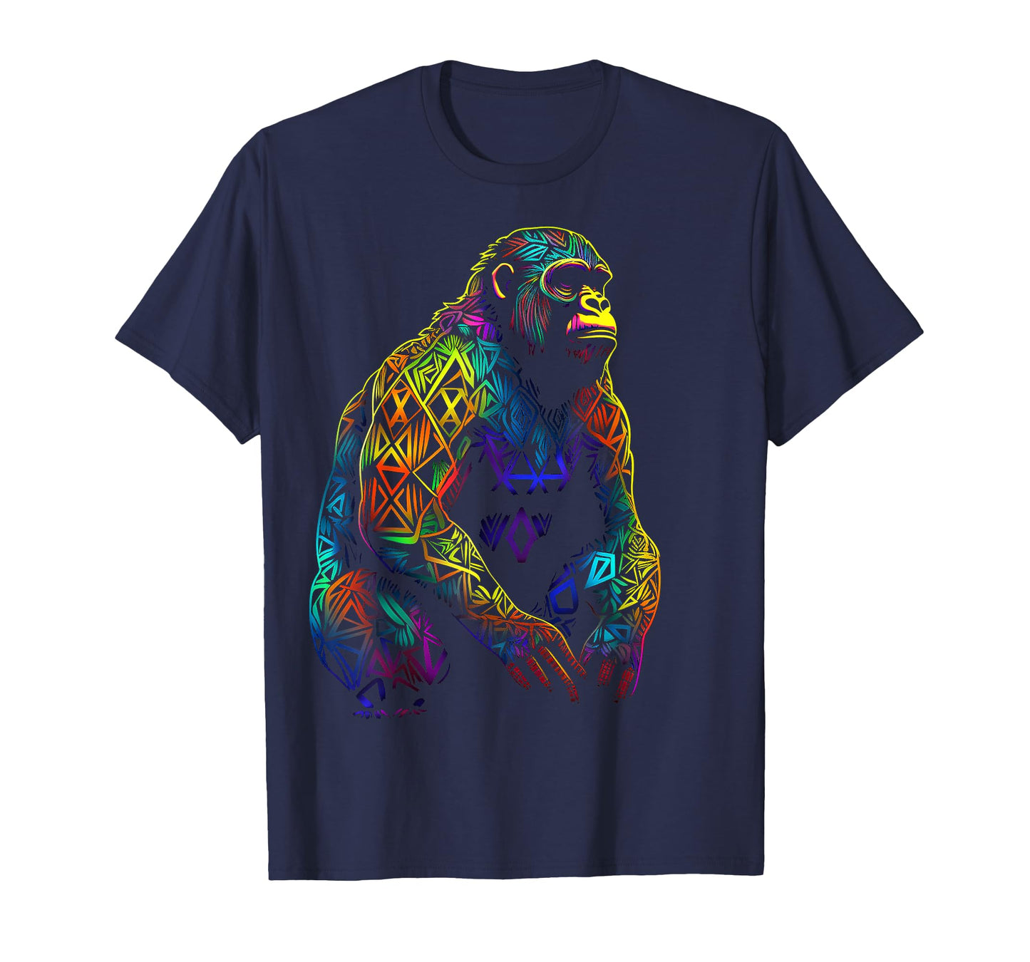 Gorilla Artwork Mandala Animal Colorful Art Graphic Monkey T-Shirt